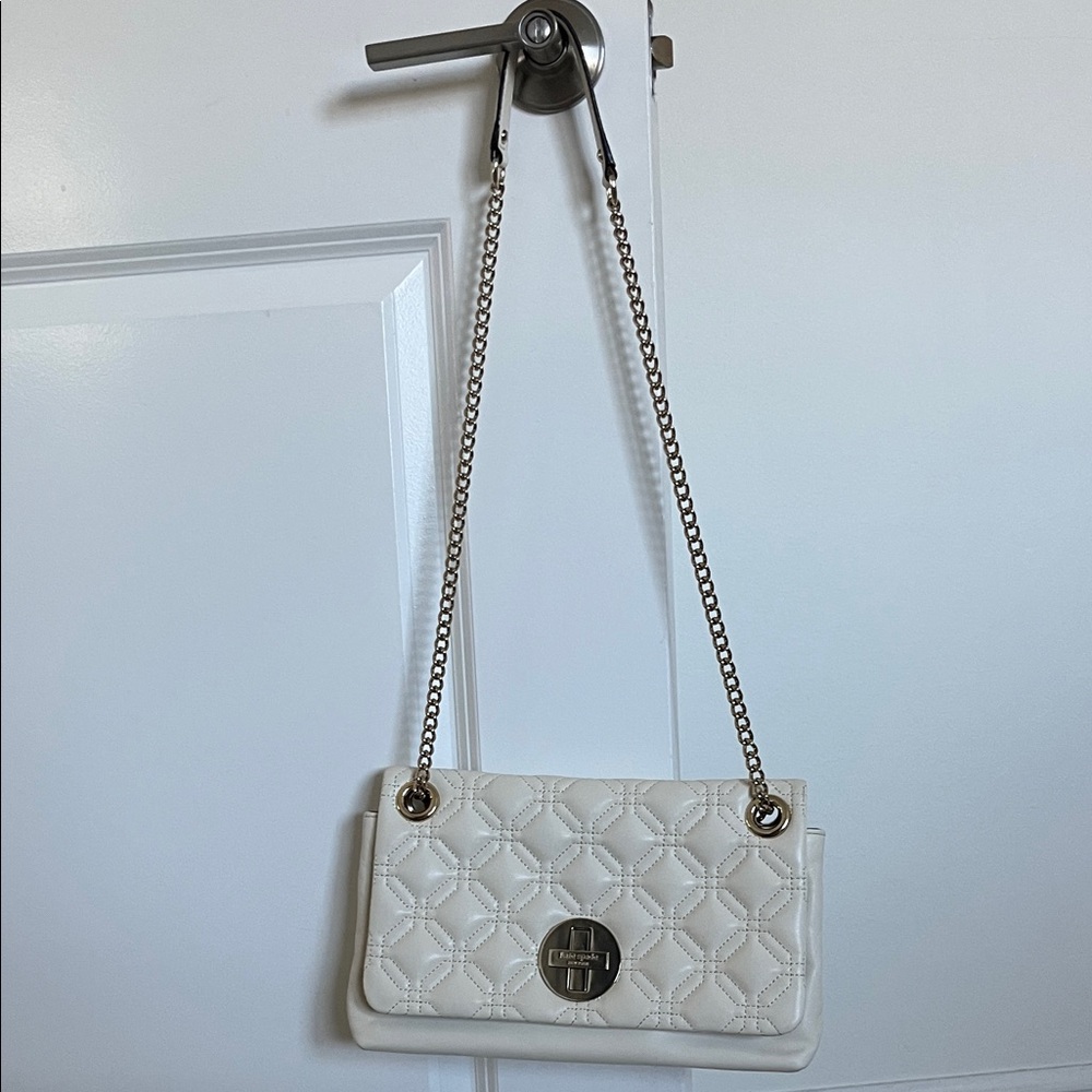 Kate Spade Quilted Leather Handbag  Light Gold Hardware Off White - Picture 3 of 12